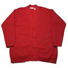 Vintage 90s Red Cardigan Sweater Women’s Large Extra Long Button Knit Hipster