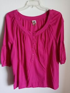 Faded Glory Women's 3/4 Sleeve Pull Over Blouse Plus Size 3X 22W/24W Pink