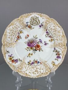 Rare KPM Berlin Hand Painted Flowers Royal Antique Plate *SALE*#3