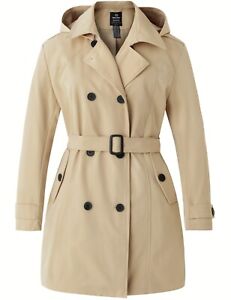 Wantdo Women's Plus Size Water-Repellent Double Breasted Trench Lap Coat