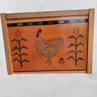 Vintage Recipe Box Rooster Motif Wooden K Inc Made in Thailand 1998