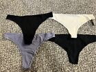 Love By Gap No Show Thongs Stretch Cotton Purple Soft Black NWT Lot Of 4 Large