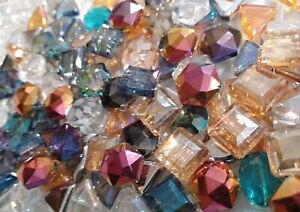 80 × Large Beads Crystal Glass Geometric Shapes Beveled Bead Lot High Quality