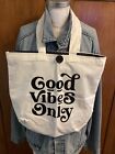 canvas book tote bags for women Good Vibes Only