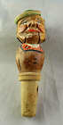 Vintage Anri Wood Mechanical Wine Stopper Green Hat Man Movable Jaw