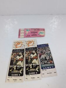 Vintage Lot 4 NFL Miami Dolphins Orange Bowl Ticket Stubs Raiders Patriots