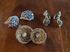 Vintage Jewelry Lot Of 3 Earring Pairs Clip Back Goldtone, Lisner + Coventry J2