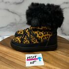 Crocs Lodgepoint Black Animal Cheetah Print Shearling Snow Winter Boots Womens 6