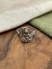 Buddhism Buddha Aum Solid Sterling 925 Silver Ring 8 P Vintage Jewelry
