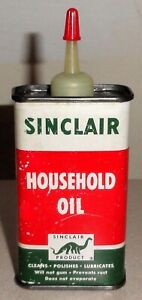 Vintage 1950's SINCLAIR 4 Oz Household Oil Can - Old Handy Oiler Tin w/ Dino