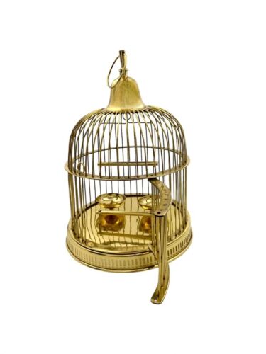 Birdcage Brass Large Dome with Feeders and Swing Vintage Decor Bird Lover Gift