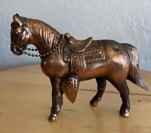 Bronze Horse Vintage 1950's-60's Pot Metal Western Horse Copper Color USA 4”x5”