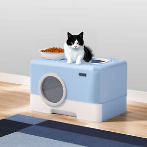 Cat Litter Box Enclosed Large Toilet Odorless Slide Out Tray Anti Splash Scoop