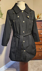London Fog Trench Coat, Women's Large~Black, Short Belted Jacket