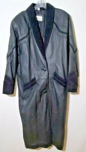 Worthington Vintage Womans Embellished Leather Full Length 2-Button Coat RN11935