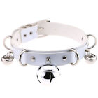 Women PU Leather Choker Necklace Bell Collar Chain Bondage Punk Gothic Jewelry