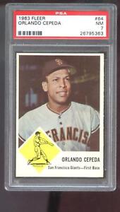 1963 Fleer #64 Orlando Cepeda San Francisco Giants NM PSA 7 Graded Baseball Card