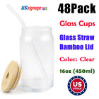 48packs Sublimation Transfer Beer Glasses Coke Can Glass Cups Lid Straw