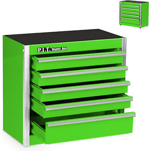 Mini Green Tool Box, Portable 5-Drawer Micro Roll Cab Steel Tool Box with Liner,