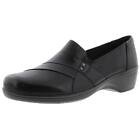 Clarks Womens May Marigold Leather Slip On Casual Loafer Heels Shoes BHFO 9915