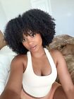 Short Afro Kinky Curly Wig With Bangs Black Synthetic Hair Wigs Heat Resistant