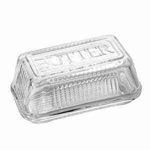 Clear Glass Butter Dish with Lid,Heavy Thick Cover,Dishwasher Safe.