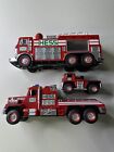 2015 / 2005 Hess Red Fire Truck and Rescue Ladder Lot Of 3 No Box See Pictures