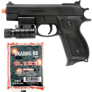 AIRSOFT TACTICAL SPRING PISTOL HAND GUN w/ 1000 BBs LASER FLASHLIGHT 6mm BB