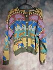 Vintage Christine Foley Cardigan Sweater Women’s Multicolor Animals Safari - 2