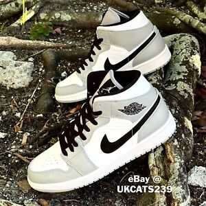 Nike Air Jordan 1 Mid Shoes Smoke Grey White Black 554724-092 Men's Multi Sizes