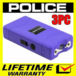 3 POLICE Stun Gun Mini 800 Purple Self Defense Wholesale Lot