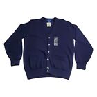 Vtg Towncraft Cardigan Sweater Men's Sz M Navy Acrylic Button Front Pocket NWT