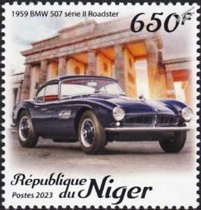 1959 BMW 507 Series II Roadster Sports Car / Brandenburg Gate Stamp (2023 Niger)