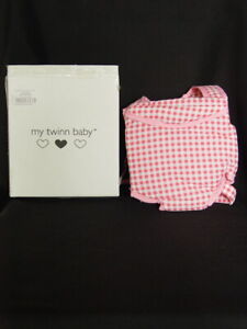 New and Retired ~  My Twinn Doll Carrier Pink and White Gingham in box for 15 