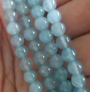 AAA+ Natural! 6/8/10/12/14mm Brazilian Aquamarine Round Gemstone Loose Beads 15
