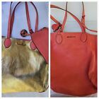 Michael Kors Mae Leather Reversible EW Tote Handbag w Pouch Pink Grapefruit