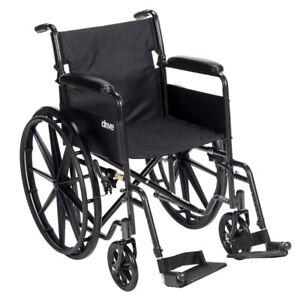 Drive Medical SSP118FA-SF Sport Folding Transport Wheelchair+Swing-Away Footrest