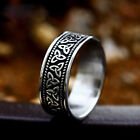 Retro Men's Viking Totem Celtic Knot Ring Titanium Vintage Wedding Band Ring