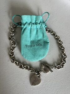 Tiffany & Co  925 Heart Tag Toggle Necklace 16”,