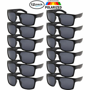 Polarized Sunglasses 12 PACK Wholesale Bulk Lot OG All Black Sport Glasses New