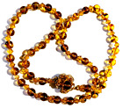 VINTAGE STUNNING GOLD TONE AMBER COLOR GLASS NECKLACE ~SIGNED: MIRIAM HASKELL