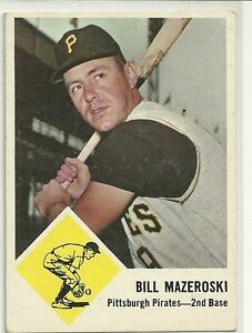 1963 Fleer Baseball Bill Mazeroski Card # 59  EX Condition
