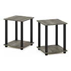 Engineered Wood Simplistic End Table in French Oak Gray/Black (Set of 2)