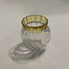 Eapg Boultinghouse Glass Blown Swirl Yellow Rim Toothpick Holder Antique Vintage