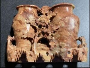 Beautifully Detailed Chinese Soapstone Double Vase