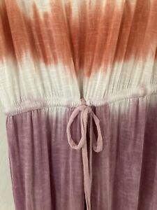 Knox Rose Tie Dye Stripe Rayon Spandex Maxi Dress Size M -Beach Boho Vacation