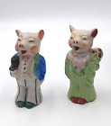 Vintage Bride and Groom Mr. and Mrs. Piggy Salt and Pepper Shakers with Stoppers