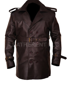 Mens Mystic River Jimmy Markum Sean Penn Casual Formal Brown Leather Trench Coat