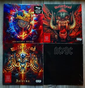 (4) HARD ROCK Vinyl Record Album Lot JUDAS PRIEST (2) Motorhead AC/DC BACK BLACK