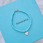 Tiffany & Co. Please Return To Tiffany Heart Tag Silver Amazonite Bead Bracelet